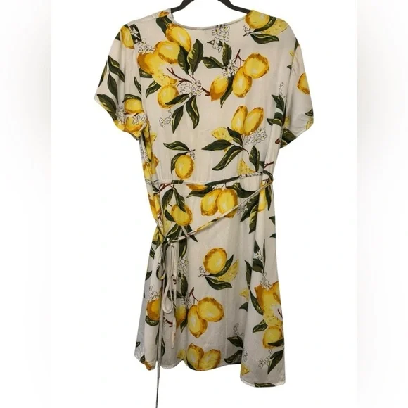 Lulus Ala Tart Lemon Print Wrap Dress - Picture 6 of 11